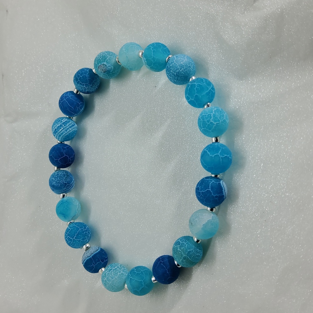 Blue Veined Fire Agate Stretch Bracelet
